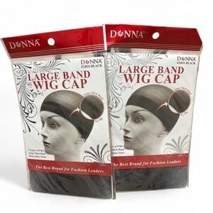 Donna Large Band black wig cap Set of 2